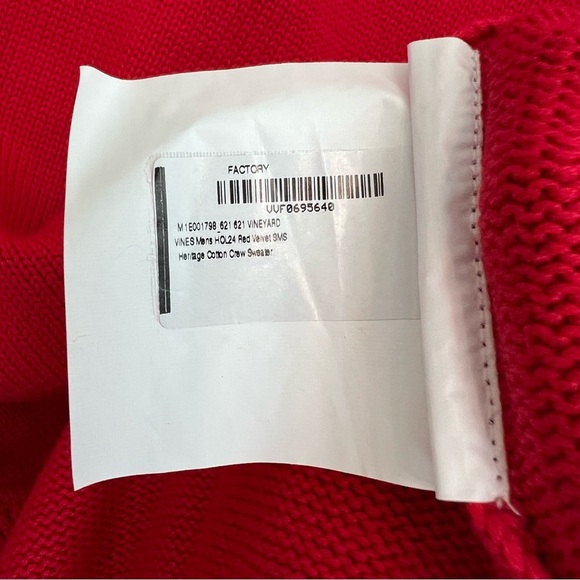 Vineyard Vines Heritage Cotton Crew Sweater Red Velvet Medium Preppy Coastal - Picture 5 of 5